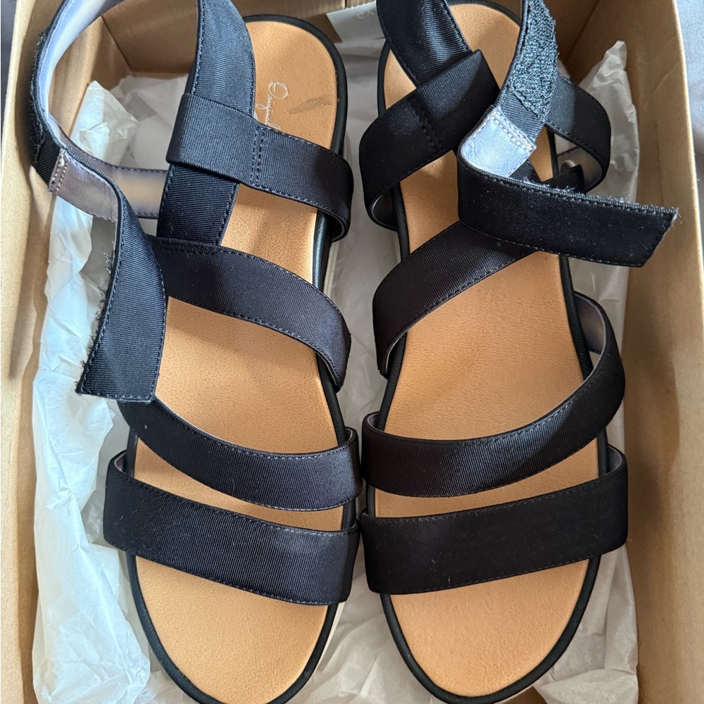 Black Strappy Wedge Sandals